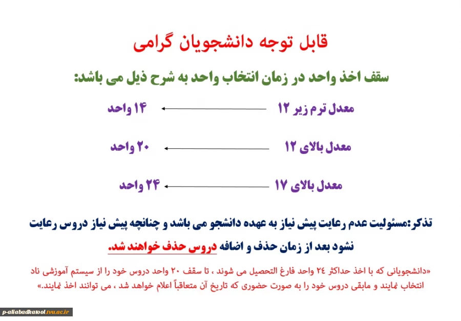 نکات ضروری در زمان انتخاب واحد 2