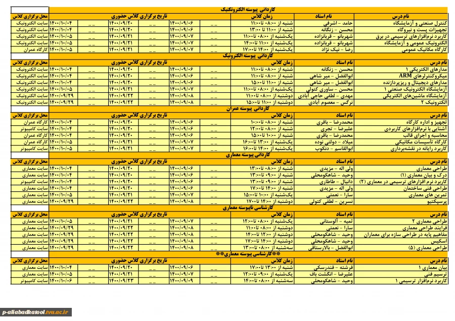 اطلاعیه برگزاری کلاس ها نیمسال اول 1400 بصورت حضوری  3