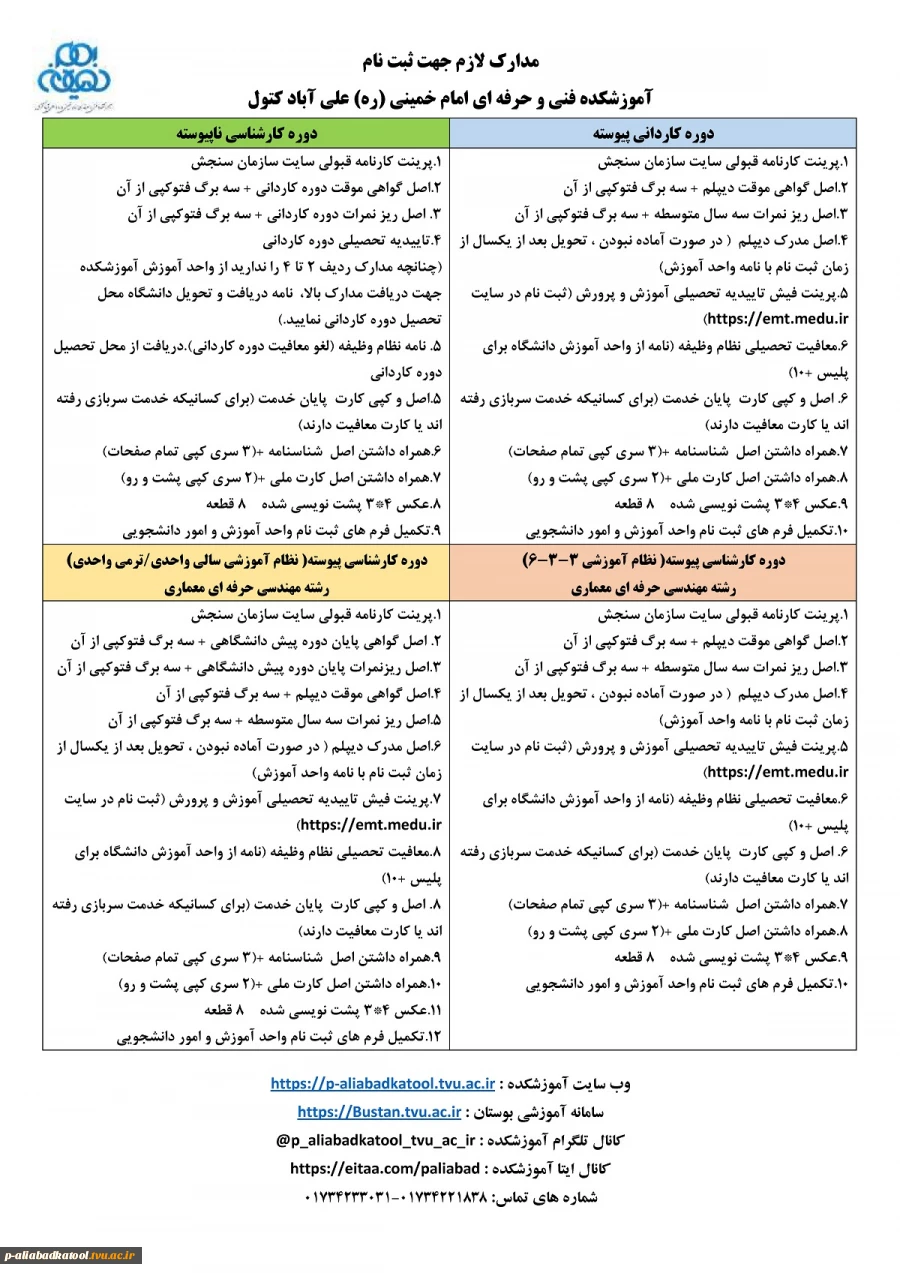 اطلاعیه ثبت نام دانشجویان جدیدالورود 1401 ( کارشناسی پیوسته مهندسی حرفه ای معماری ) 2